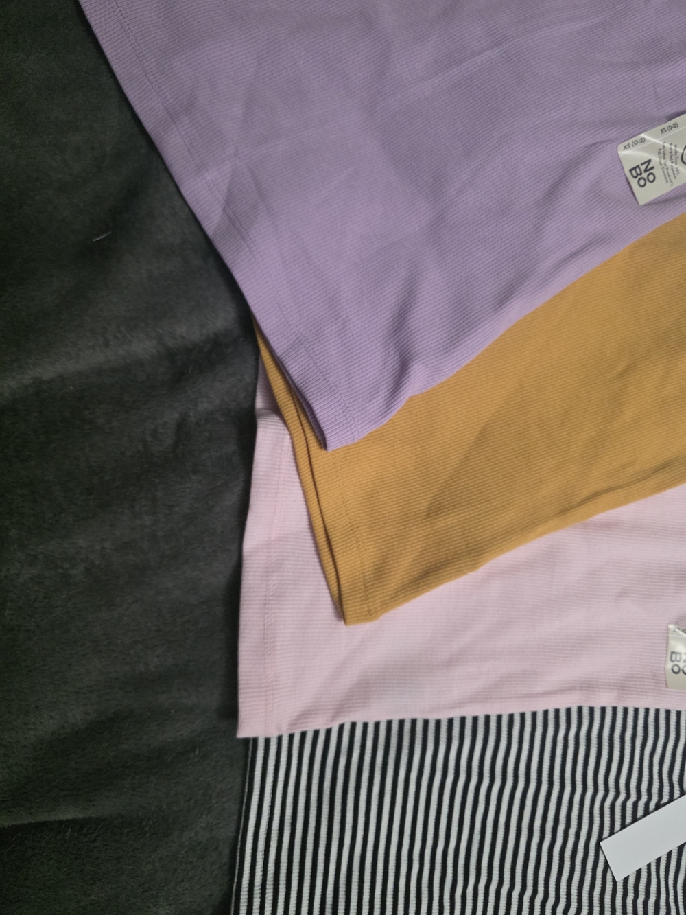NOBO Women’s Ribbed Tank Tops - Lavender, Mustard, Pink, Black/White Stripe - Picture 3 of 4